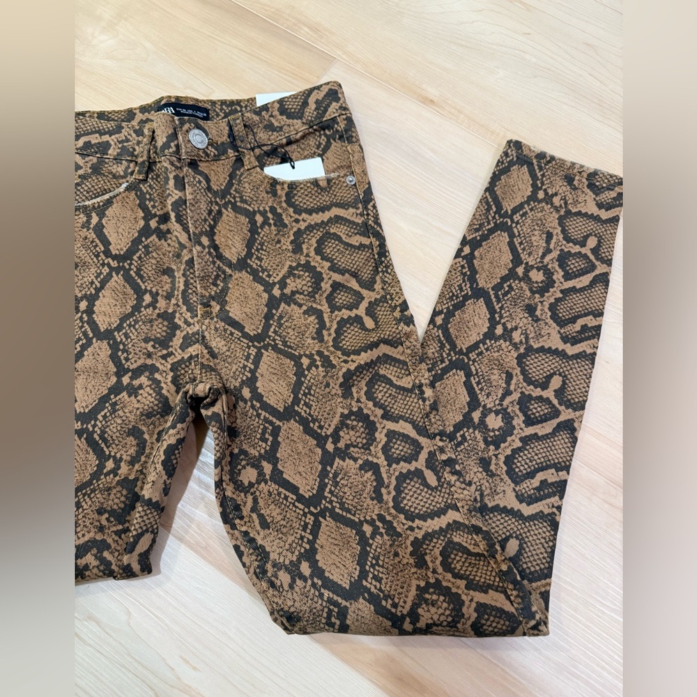 ZARA Brown Snake Print Pants! NWT!